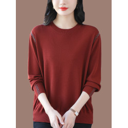 媽媽毛衣女薄款羊毛打底衫加肥加大碼韓版寬松顯瘦針織衫上衣圓領