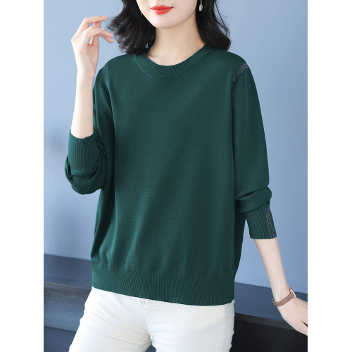 媽媽毛衣女薄款羊毛打底衫加肥加大碼韓版寬松顯瘦針織衫上衣圓領