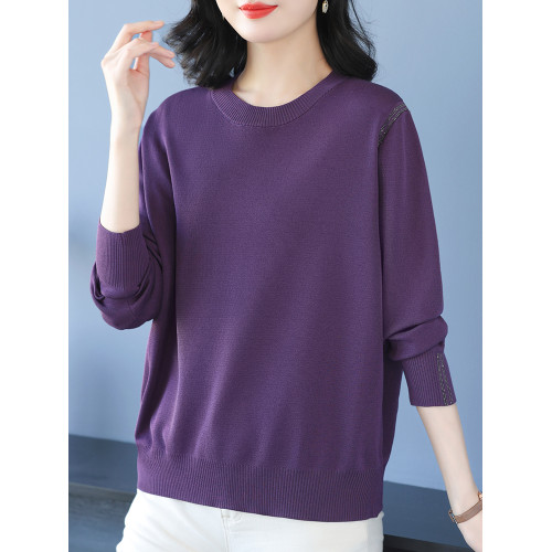 媽媽毛衣女薄款羊毛打底衫加肥加大碼韓版寬松顯瘦針織衫上衣圓領