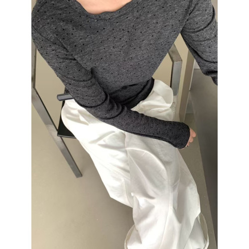 about moon2025春季露背打底衫波點時尚獨特針織衫修身顯瘦60804