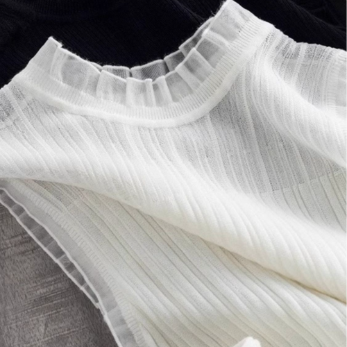 夏季新款網紗半高領針織小吊帶背心女打底衫無袖短款上衣外穿蕾絲