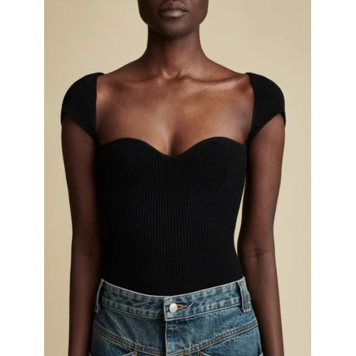 nothing written針織上衣女25春款法式低領修身設計感小衆打底衫