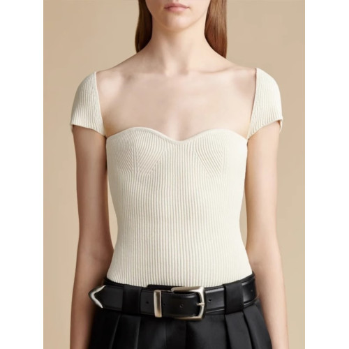 nothing written針織上衣女25春款法式低領修身設計感小衆打底衫