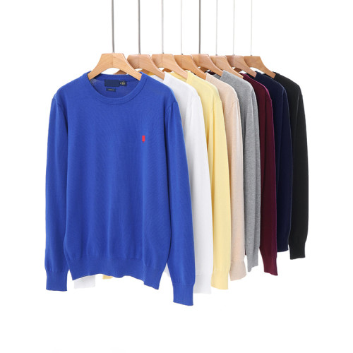 春秋圓領純棉針織衫保羅毛衣男純色打底衫商務休閒薄款修身毛線衣