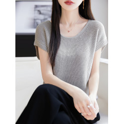 夏季薄款天絲亞麻針織背心女圓領寬松韓版休閒簡約百搭無袖打底衫