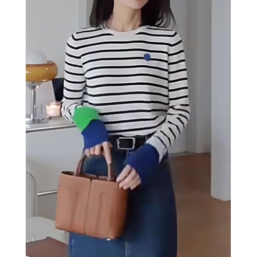 春秋條紋羊毛衫女寬松顯瘦小香風法式毛衣軟糯針織打底衫薄款內搭