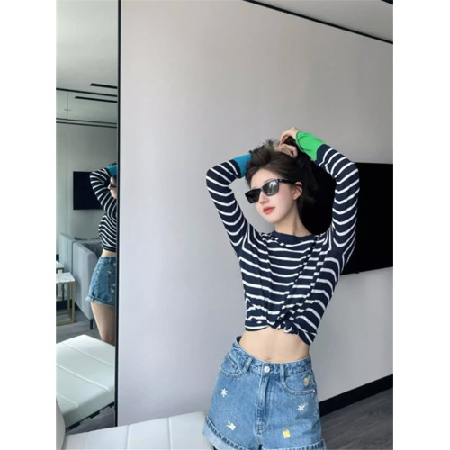 春秋條紋羊毛衫女寬松顯瘦小香風法式毛衣軟糯針織打底衫薄款內搭