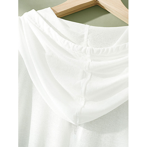 天絲針織開衫女連帽長袖上衣薄款防曬衫外套百搭涼感打底衫