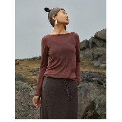 芳慈家 魚嘴領水溶羊毛打底衫100支超薄款經典女士低圓領毛衣