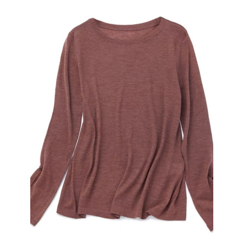 芳慈家 魚嘴領水溶羊毛打底衫100支超薄款經典女士低圓領毛衣