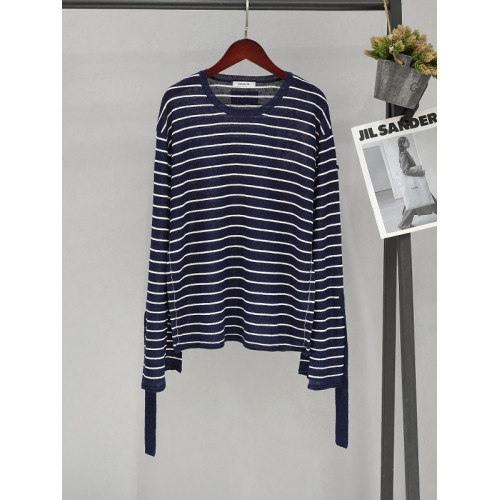 SHEJIA ED條紋長袖針織衫圓領套頭毛衣25春新休閒打底衫毛織上衣