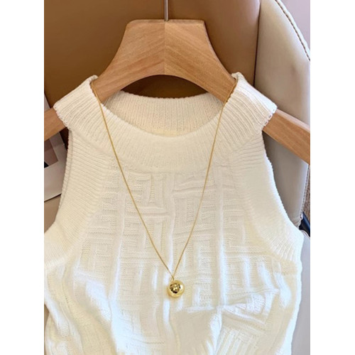 小香風冰絲針織掛脖背心女夏季款外穿短款打底衫別致露肩無袖上衣