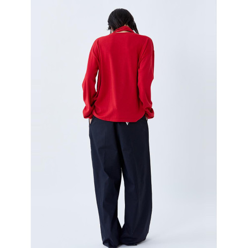 ROHEME慵懶風文藝領巾式圍領針織衫女秋冬款內搭設計感羊毛打底衫