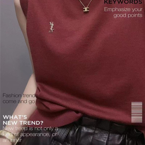 衣唯碩086春夏新款高級超細羊毛圓領無袖寬松百搭打底衫針織衫女