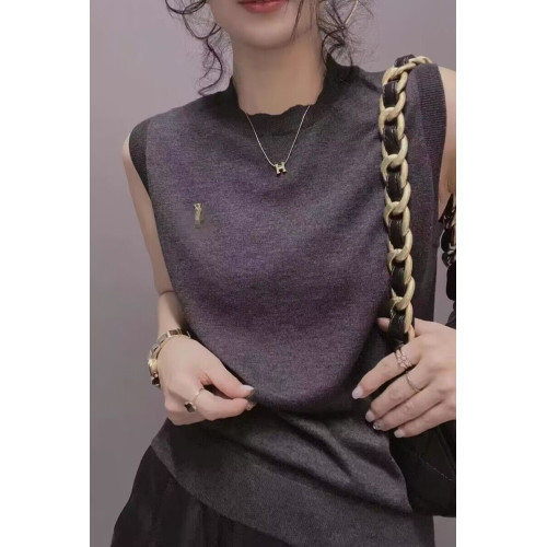 衣唯碩086春夏新款高級超細羊毛圓領無袖寬松百搭打底衫針織衫女