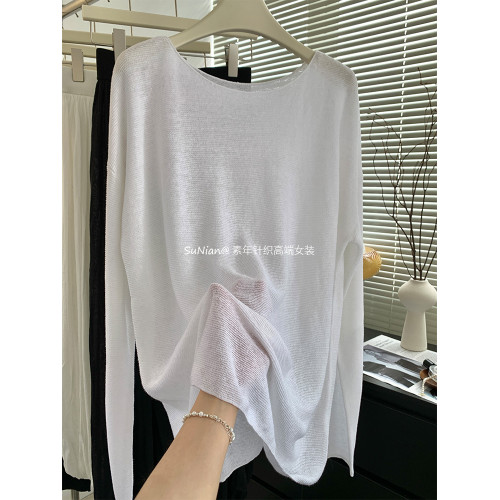 2025早春新款女裝時尚圓領長袖針織衫女寬松顯瘦百搭打底衫上衣