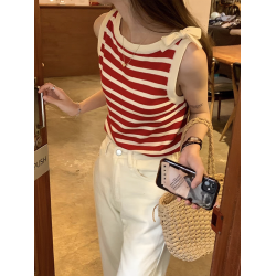 法國Rixo Roce⭐法式條紋針織吊帶背心女夏外穿甜辣風打底衫上衣