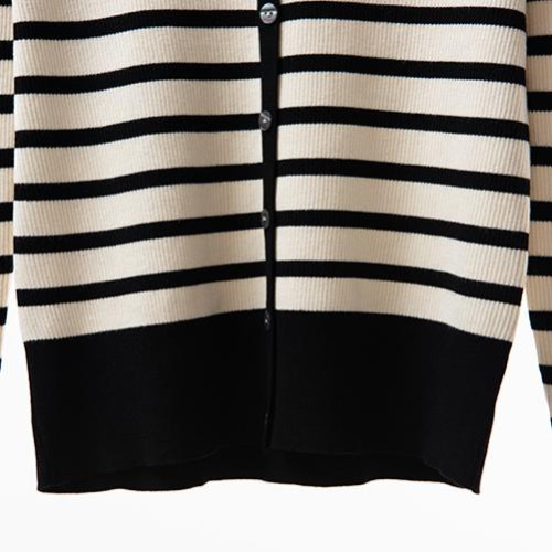 條紋針織衫女秋冬2024新款外搭毛衣休閒修身顯瘦長袖打底衫上衣