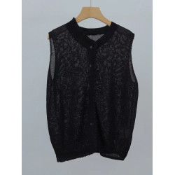 2025夏季新款女裝白色無袖毛針織衫女寬松圓領套頭打底衫