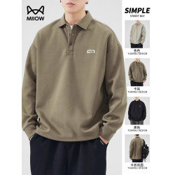 貓人美式復古衛衣男士2025秋季polo衫翻領長袖上衣潮牌百搭打底衫