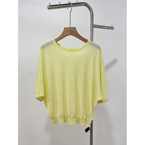 敭子紗大圓領真絲+美麗諾羊毛短袖針織衫寬松休閒上衣打底衫夏薄