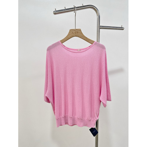 敭子紗大圓領真絲+美麗諾羊毛短袖針織衫寬松休閒上衣打底衫夏薄