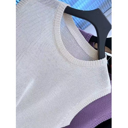 薄款100%天絲萊賽爾圓領針織背心女簡約高級感軟糯遮副乳打底衫