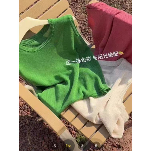 薄款100%天絲萊賽爾圓領針織背心女簡約高級感軟糯遮副乳打底衫