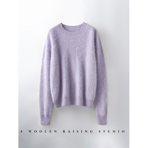無縫山羊絨拉絨圓領套頭毛衣一線成衣女秋冬基礎款寬松羊毛打底衫