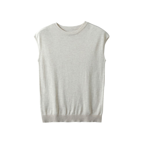 超細精紡羊毛圓領針織背心女夏季薄款寬松百搭無袖馬甲外穿打底衫