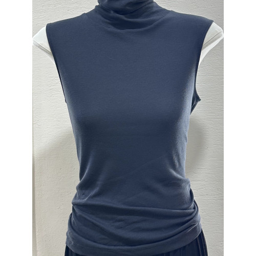 Lancheer25新真絲萊賽爾針織衫高領無袖背心修身顯瘦打底衫上衣