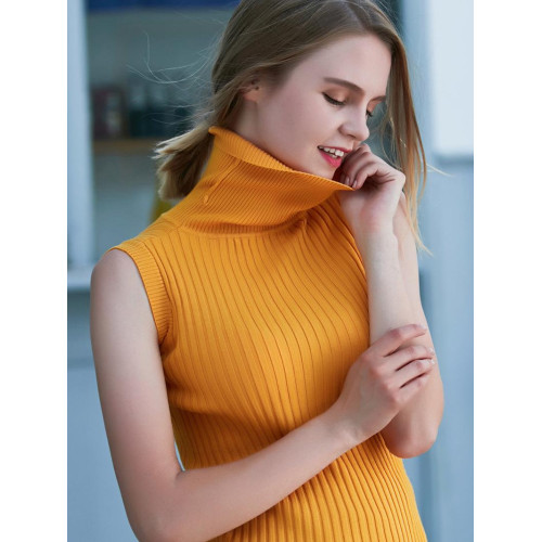 2024年秋冬新款黑色高領無袖毛衣背心坎肩護脖內搭針織打底衫女裝