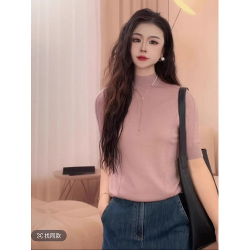 阿瑪施2025秋季新款時尚百搭修身半高領羊毛針織衫打底衫女538075