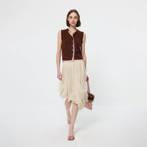 ArrivingArrive 撞色拼接圓領馬甲女夏季新款薄款針織背心打底衫