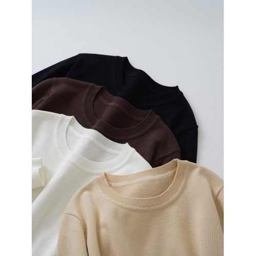 14針精紡100%棉！全棉薄款針織打底衫女士套頭毛衣春秋內搭針織衫