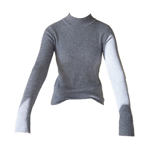 包芯紗 純色基礎款 修身 軟薄 半高領 針織衫 打底衫 K