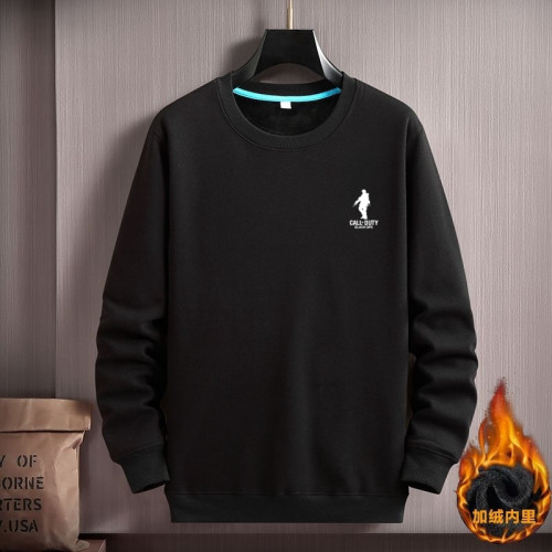 300斤寬松加肥加大衛衣男加絨打底衫純色全棉秋冬季胖子保暖上衣