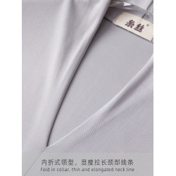 桑蠶絲純色V領上衣女 真絲簡約套頭時尚打底衫 親膚透氣百搭長袖