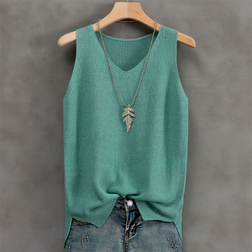 棉麻針織吊帶背心女內搭寬松打底衫胖mm大碼無袖亞麻外穿顯瘦上衣