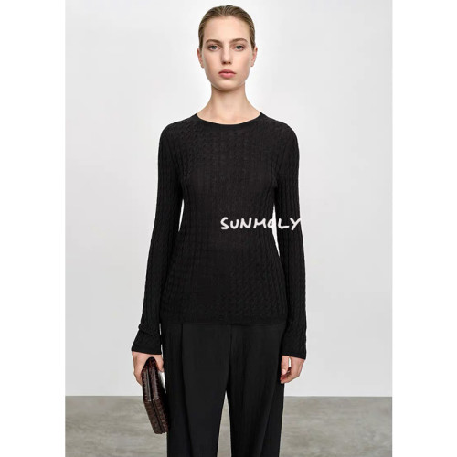 瑞典小衆tt 22春款 簡約通勤 圓領柔軟羊毛絞花針織衫打底衫毛衣