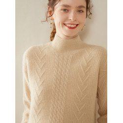 2024秋冬款重磅三股加厚半高領羊絨衫女軟糯親膚山羊絨毛衣打底衫