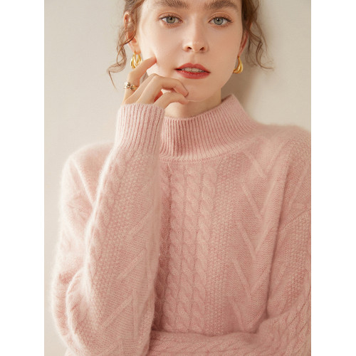 2024秋冬款重磅三股加厚半高領羊絨衫女軟糯親膚山羊絨毛衣打底衫