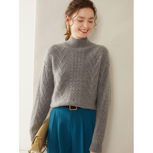 2024秋冬款重磅三股加厚半高領羊絨衫女軟糯親膚山羊絨毛衣打底衫