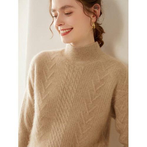 2024秋冬款重磅三股加厚半高領羊絨衫女軟糯親膚山羊絨毛衣打底衫