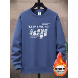 秋冬純棉圓領加絨衛衣青少年學生寬松休閒套頭打底衫加厚保暖上衣