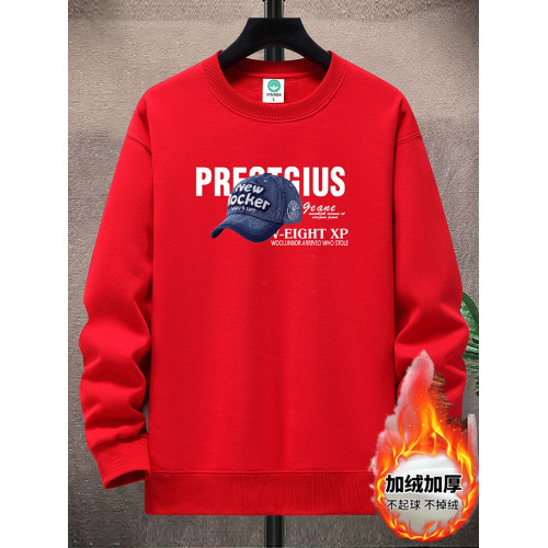 秋冬純棉圓領加絨衛衣青少年學生寬松休閒套頭打底衫加厚保暖上衣