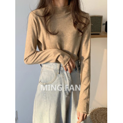 G2025年新款秋冬季女裝純色半高領厚實針織打底衫毛衣搭外套上衣