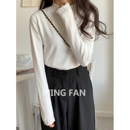 G2025年新款秋冬季女裝純色半高領厚實針織打底衫毛衣搭外套上衣