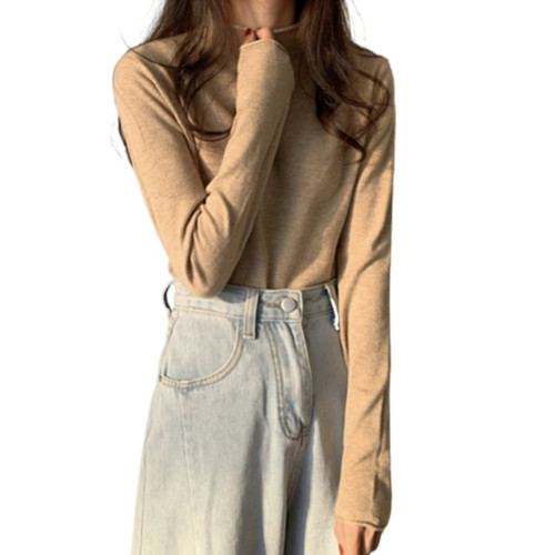 G2025年新款秋冬季女裝純色半高領厚實針織打底衫毛衣搭外套上衣