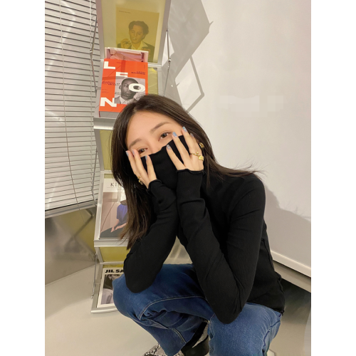 bi入打底～桑蠶絲保暖髮熱加絨內搭打底衫女秋冬半高領針織衫